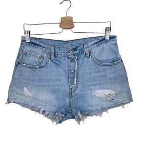 Levi's 501 Cutoff Shorts with Button Fly in Light Wash W30